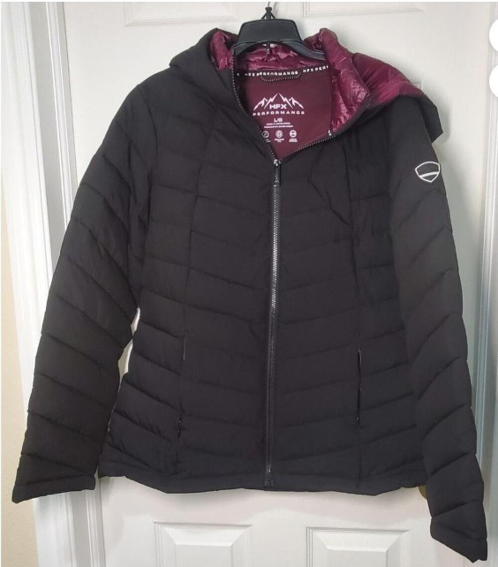 HFX Women's 3/4 Stretch Hooded Puffer Jacket Size Large